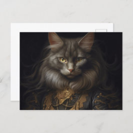 Cartão Postal Norwegian Forest black Cat
