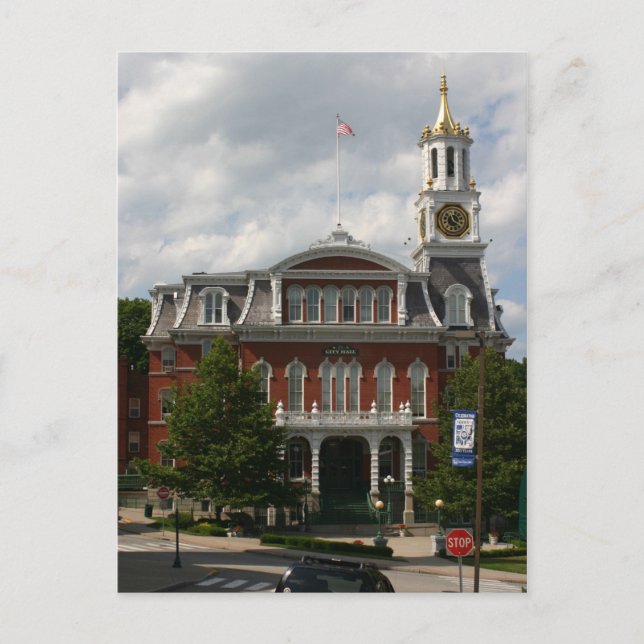 Cartão Postal Norwich, CT. Câmara Municipal (Frente)