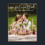 Cartão Postal Nos Casamos Com Foto De Script Moderno De Tendênci<br><div class="desc">Cartão-postal de Anúncio de Casamento de Moderno</div>