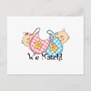 Cartão Postal Nós combinamos os gêmeos de ponta com Bibs 1, 1 ga