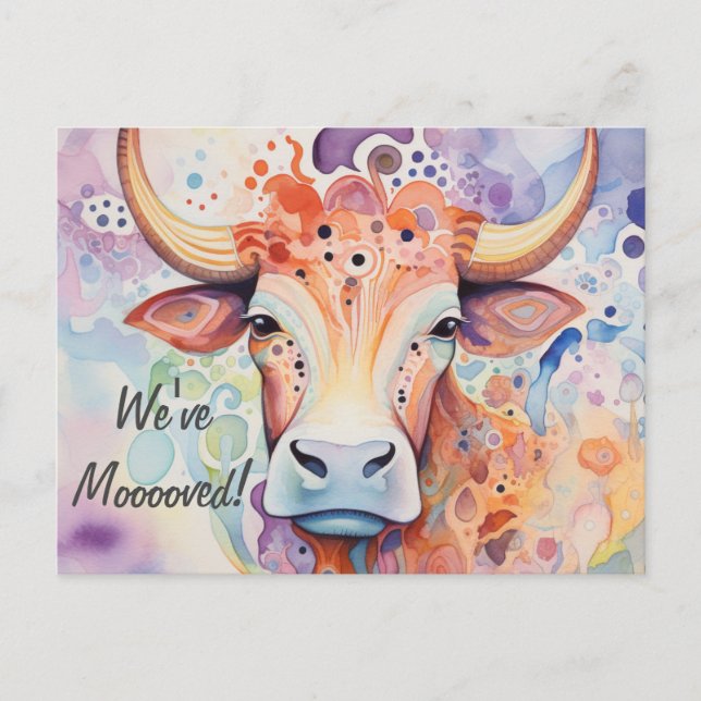 Cartão Postal Nós Mooooovemos! Vaca Artística (Frente)