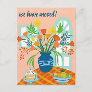 Cartão Postal NÓS MOVEMOS Buquê Floral Novo Endereço Doméstico
