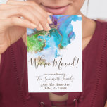 Cartão Postal Nós movemos o lançamento da Dourada Watercolor<br><div class="desc">Este design foi criado através da arte digital. Pode ser personalizado na área fornecer ou personalizar escolhendo o clique para personalizar mais opções e alterando o nome, as iniciais ou as palavras. Você também pode alterar a cor e o estilo do texto ou excluir o texto de um design de...</div>