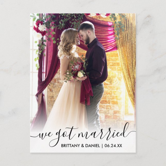 Cartão Postal Nós Nos Casamos Com Foto De Sobreposição De Script (Frente)