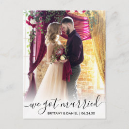 Cartão Postal Nós Nos Casamos Com Foto De Sobreposição De Script