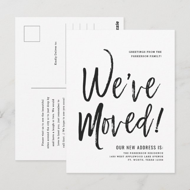 Cartão Postal Nós nos movemos | Cartão-postal de novo endereço m (Frente/Verso)