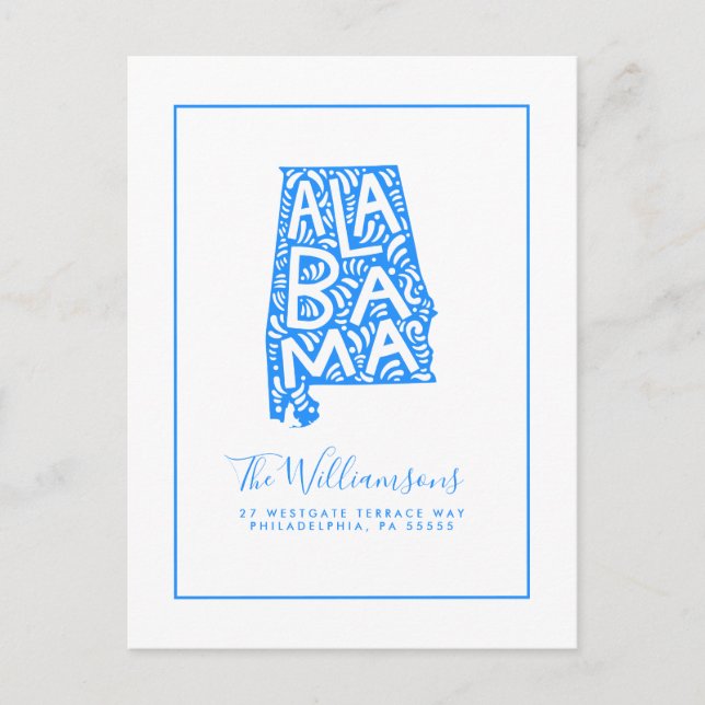 Cartão Postal Nós nos movemos | Novo Endereço | Alabama (Frente)