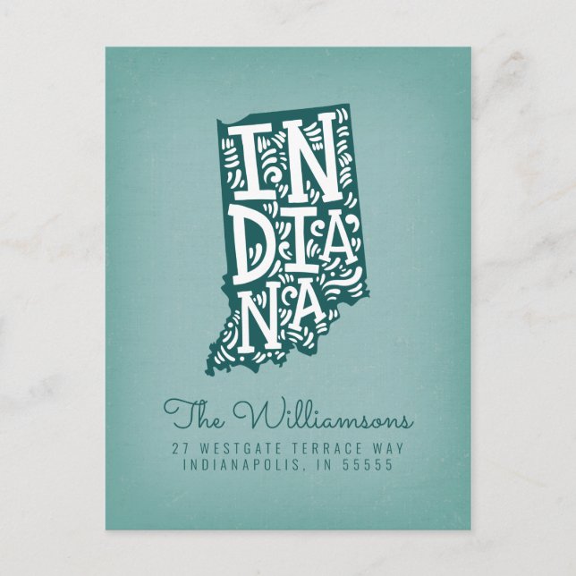 Cartão Postal Nós nos movemos | Novo Endereço | Indiana (Frente)