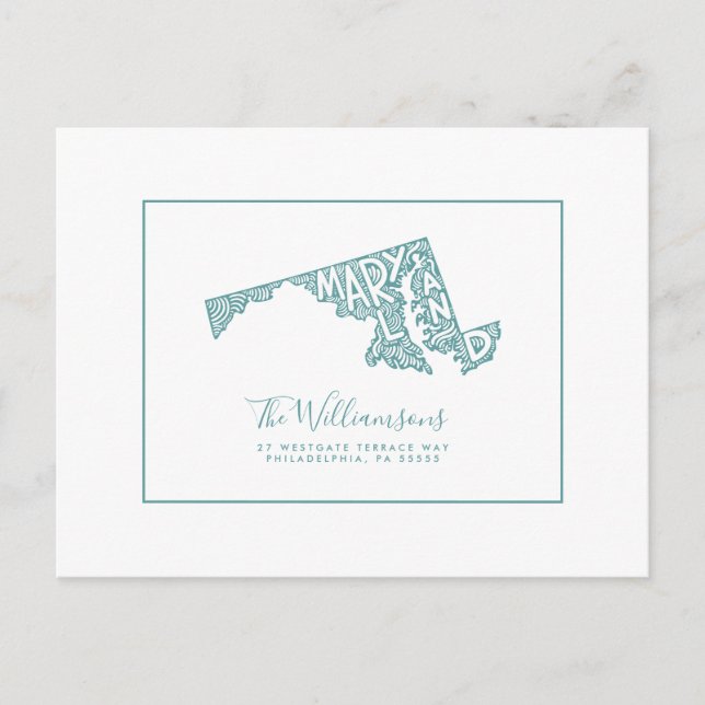 Cartão Postal Nós nos movemos | Novo Endereço | Maryland (Frente)