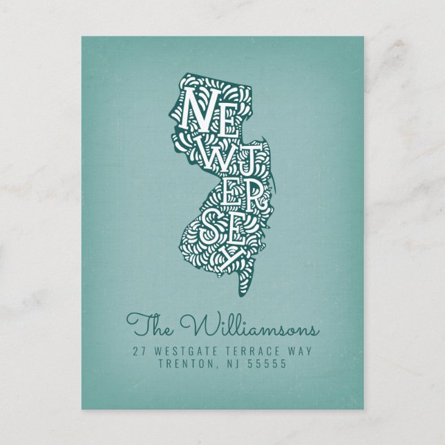 Cartão Postal Nós nos movemos | Novo Endereço | Nova Jersey (Frente)