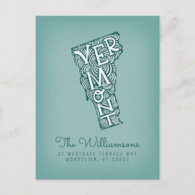 Cartão Postal Nós nos movemos | Novo Endereço | Vermont (Frente)