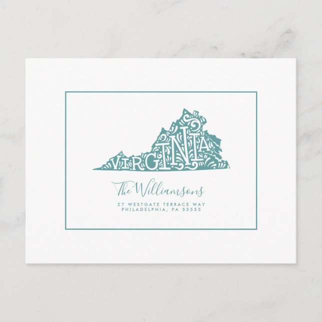 Cartão Postal Nós nos movemos | Novo Endereço | Virgínia (Frente)