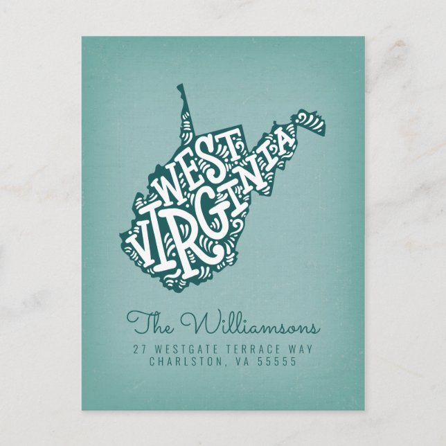 Cartão Postal Nós nos movemos | Novo Endereço | Virgínia Ocident (Frente)