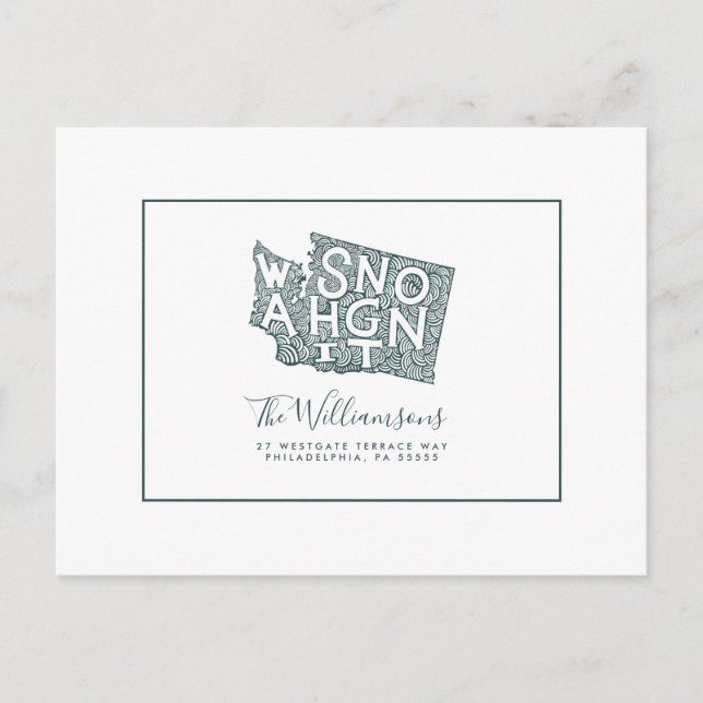 Cartão Postal Nós nos movemos | Novo Endereço | Washington (Frente)