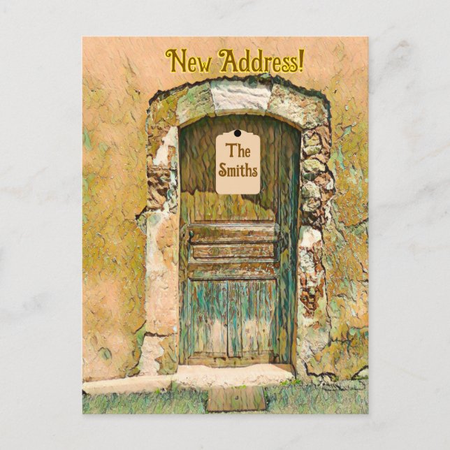CARTÃO POSTAL NÓS NOS MOVEMOS! PORTA DE MADEIRA PINTADA RUSTICA (Frente)