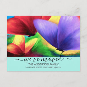 Cartão Postal Nós nos mudamos Anúncio de mudança Teal Borboleta