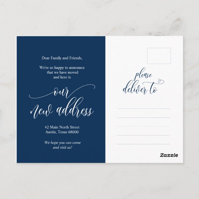 Cartão Postal Nós nos mudamos, anúncio de novo endereço residenc (Verso)