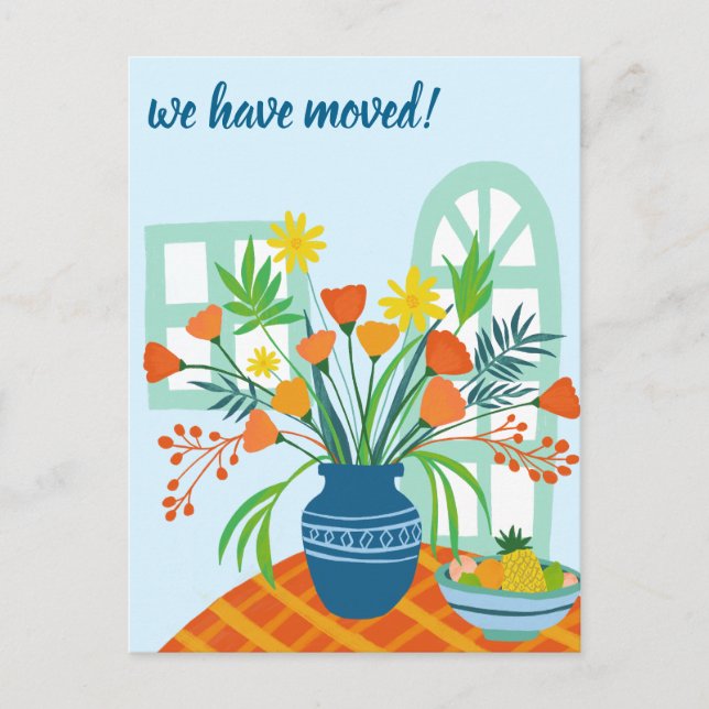 Cartão Postal NÓS NOS MUDAMOS Ramalhete Floral Novo Endereço Res (Frente)