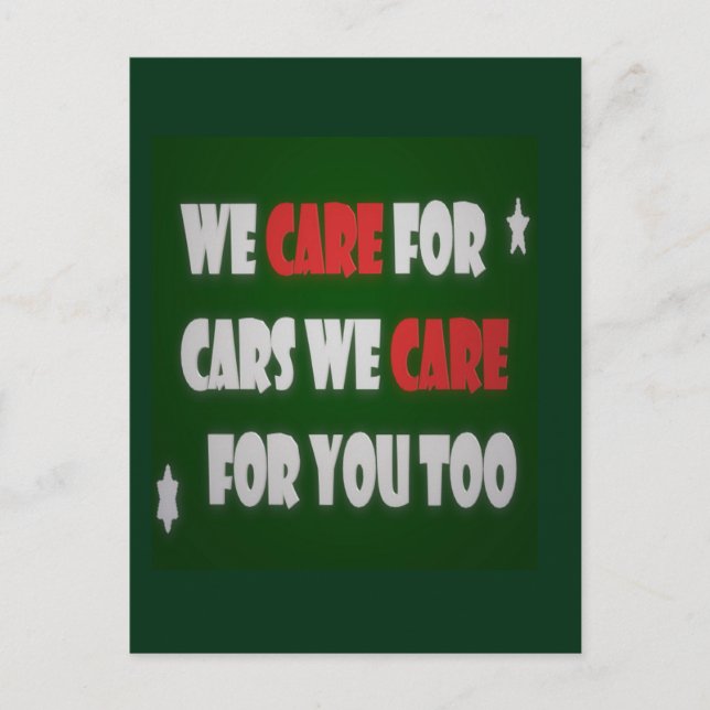 Cartão Postal Nós Nos Preocupamos Com Carros Poster (Frente)