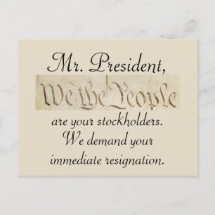 Cartão Postal Nós, o Pessoas, exigimos a renúncia do trunfo