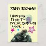 Cartão Postal nose picking funny gorilla birthday<br><div class="desc">This Funny nose picking Gorilla Humor Birthday Gift is perfect for any birthday star who has a great sense of humor! We know you picked REAL hard!! LOL</div>
