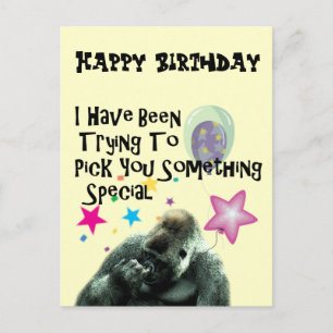 Cartão Postal nose picking funny gorilla birthday