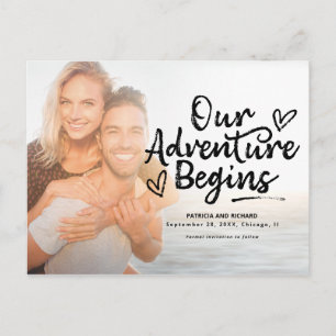 Cartão Postal Nossa Aventura Começa Casamento Salvar Data Foto