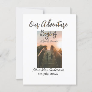 Cartão Postal Nossa aventura começa foto de casal amor & gratidã