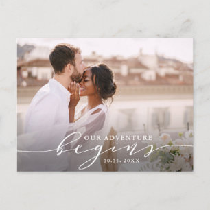 Cartão Postal Nossa Aventura Começa Foto De Casamento Salvar