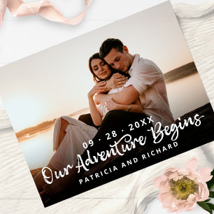 Cartão Postal Nossa Aventura Começa Foto de Save The Date de Cas