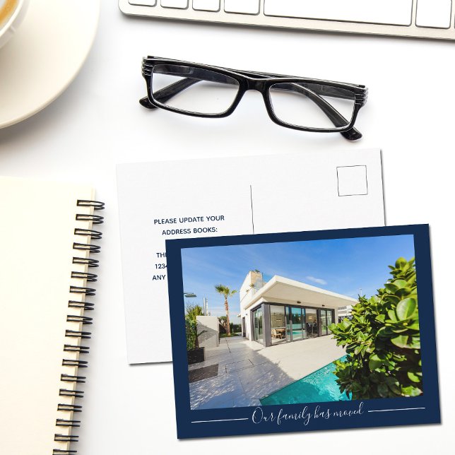 Cartão Postal Nossa Família Mudou O Marinho De Foto Personalizad (Criador carregado)