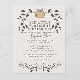 Cartão Postal Nossa Pequena Abóbora Está Virando Um Primeiro Ani