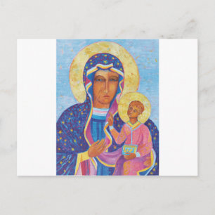 Cartão Postal Nossa Senhora de Czestochowa Madona Negra Polônia