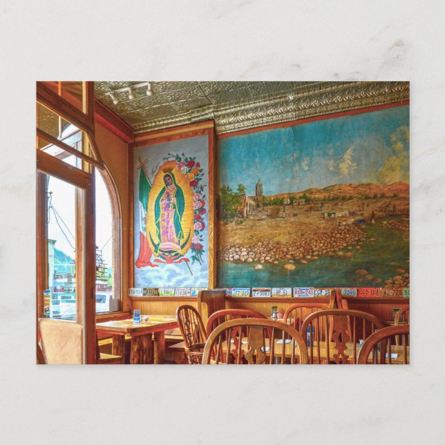 Cartão Postal Nossa Senhora de Guadalupe Mural em um Restaurante (Frente)