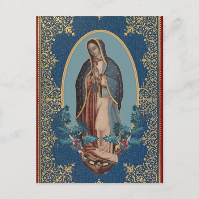 Cartão Postal Nossa Senhora de Guadalupe Virgem Mary Feliz Navid (Frente)