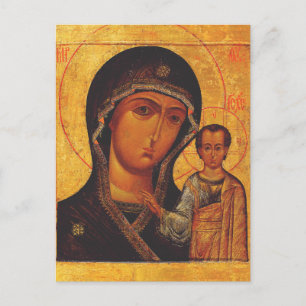 Cartão Postal Nossa Senhora de Kazan Ícone Ortodoxo