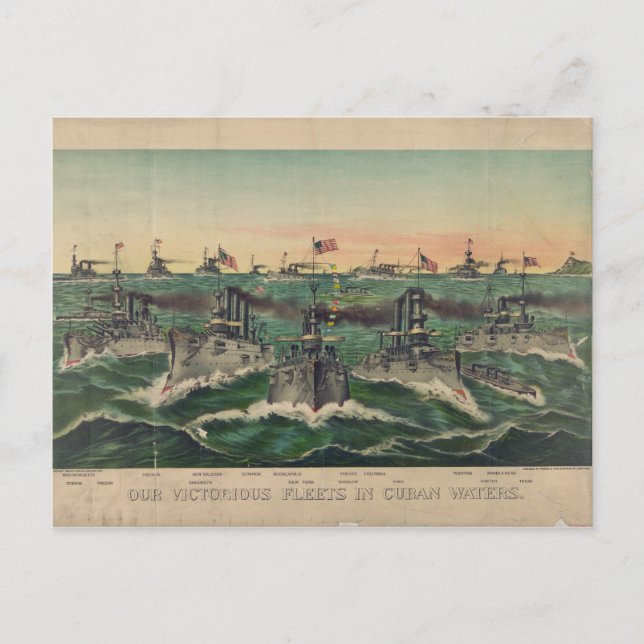Cartão Postal Nossas frotas vitoriosas nas águas cubanas vivem (Frente)