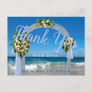 Cartão Postal Nosso Casamento na Praia Obrigado