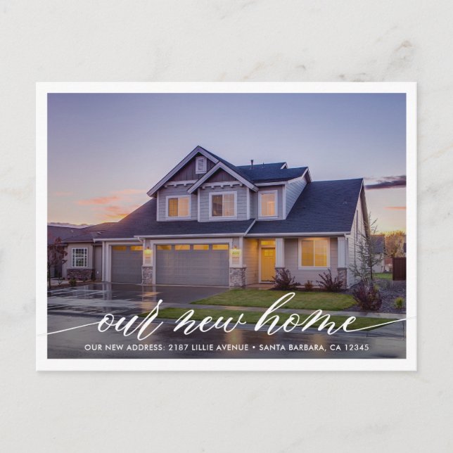 Cartão Postal Nosso Novo Anúncio de Movimentação de Fotos Modern (Frente)