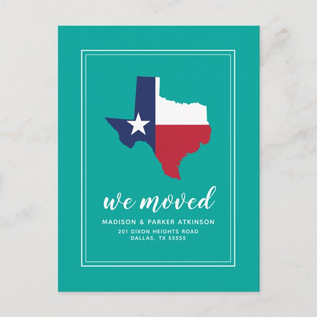 Cartão Postal Nosso novo endereço no Texas (Frente)