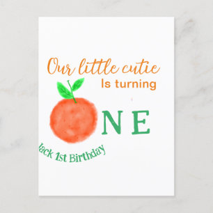 Cartão Postal Nosso pequeno laranja fofo de aniversário fruta cí