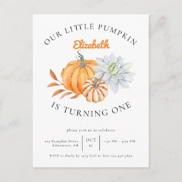 Cartão Postal Nosso Pequeno primeiro aniversario de Abóbora outo