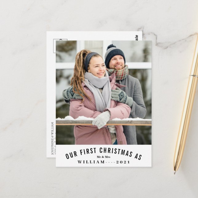 Cartão Postal Nosso Primeiro Natal, Sr. E Sra. Foto De Casamento (Frente/Verso In Situ)
