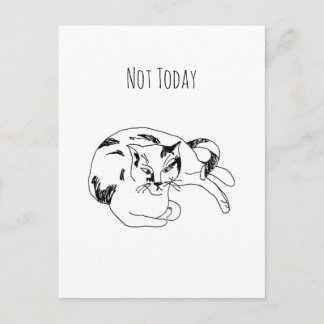 Cartão Postal Not Today Cat – Funny Minimalist Line Art Drawing