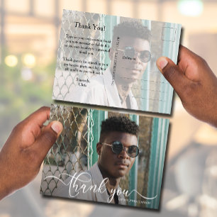 Cartão Postal Nota de Agradecimento de Formatura Chic 2 Photo