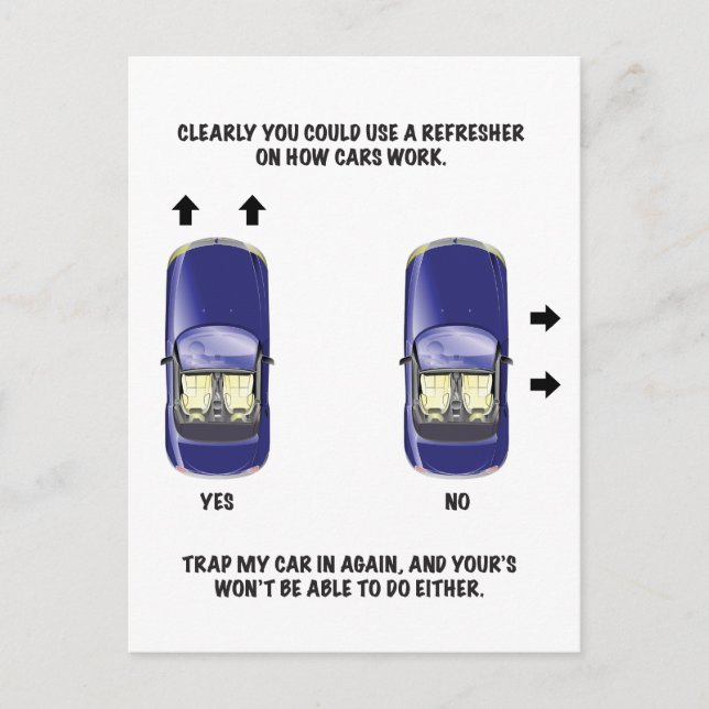 Cartão Postal Nota de Estacionamento Engraçado (Frente)