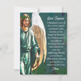 Cartão Postal Nota de Oração do Arcanjo São Rafael Anjo Curador