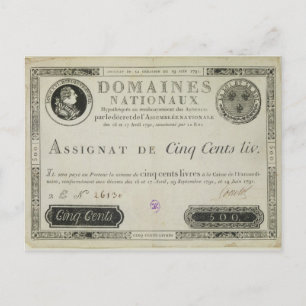 Cartão Postal Nota de quinhentos livres, 19 de junho de 1791