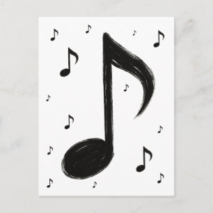 Cartão Postal Nota Musical Minimalista – Estilo Pincel Tinta em