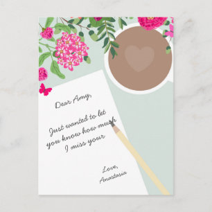 Cartão Postal Nota pessoal personalizada do melhor amigo floral